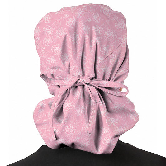 Peony Floral Pattern Scrub Caps, Pink Peony Nurse Scrubs, Floral Nursing Cap
