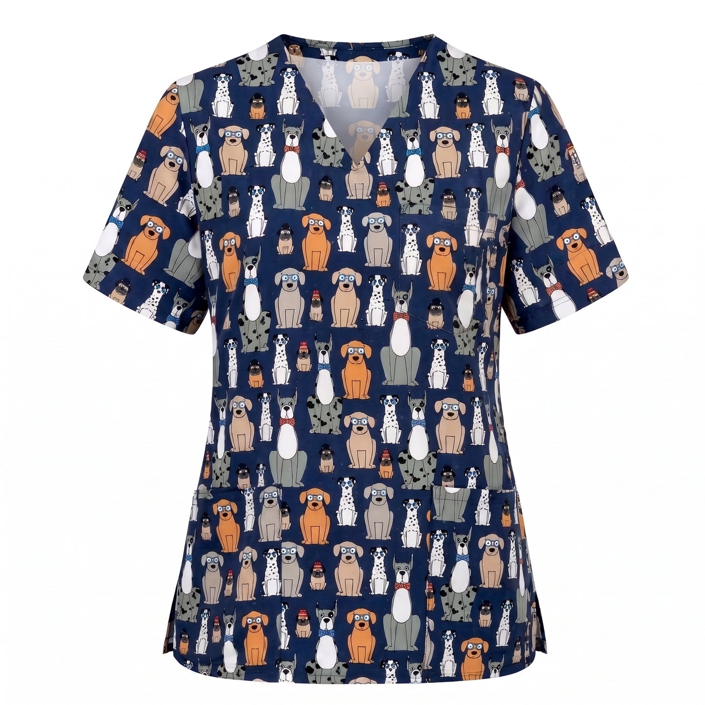 Funny Dogs Scrub Top, Cute Dog Scrub Top for Women, Cute Animal Scrubs Gift for Nurse, CNA, RN, Doctor