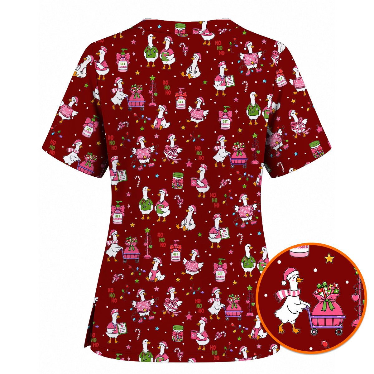 Christmas Goose Scrub Top, Funny Holiday Nurse Scrub Uniform, Christmas Gift For Nurses