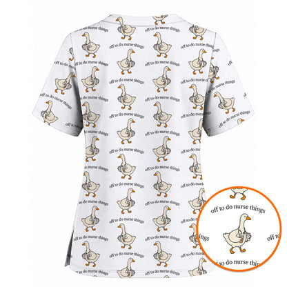 Off To Do Nurse Things Goose Scrub Top, Funny Goose Nurse Uniform, Cute Medical Scrubs For Nurses