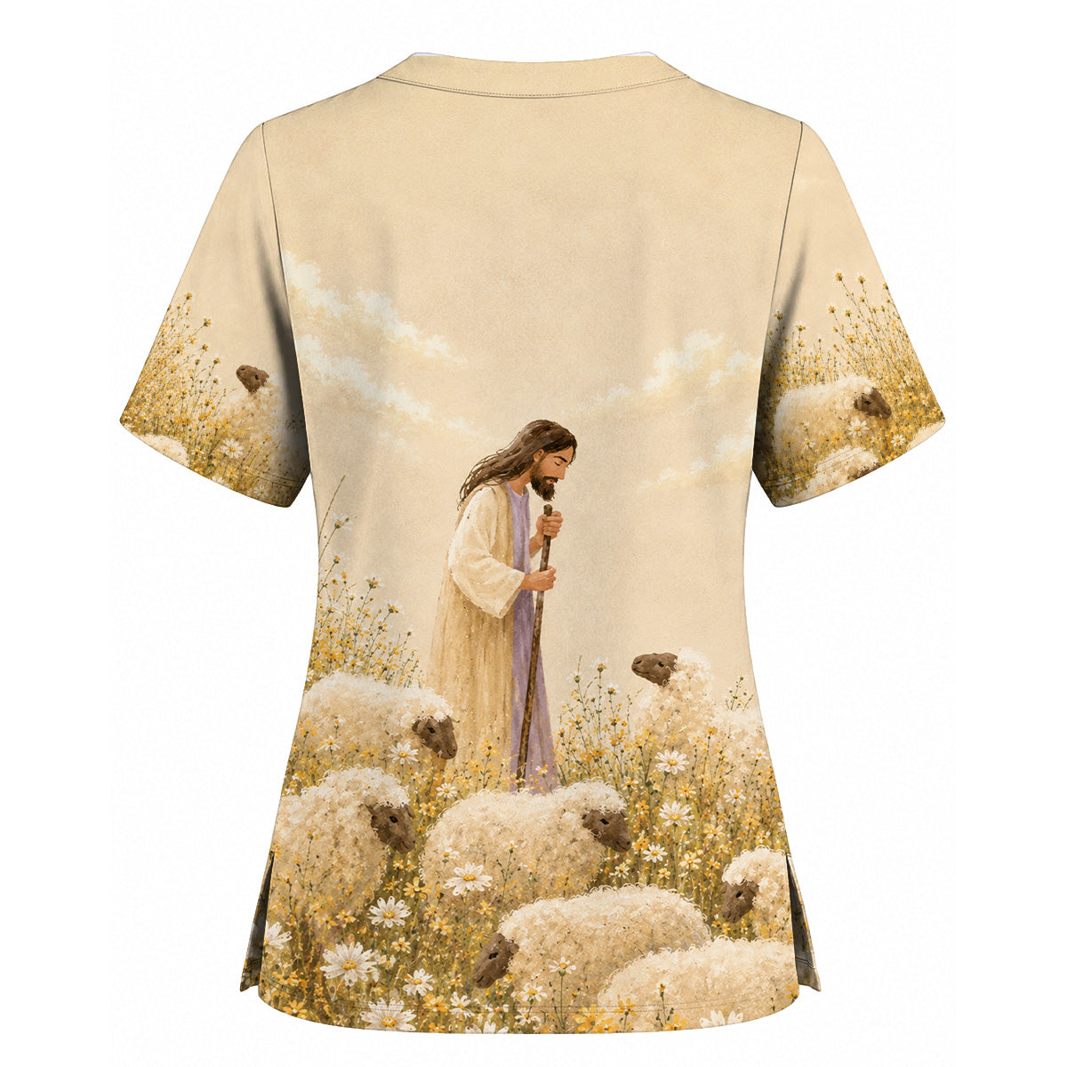 Jesus Good Shepherd Scrub Top, Christian Sheep Nurse Scrubs Uniform, Faith Gift For Healthcare Workers
