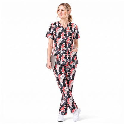 Cute Dog Pattern Scrub Top, Cartoon Puppy Nursing Scrub for Women, Breathable Veterinary Medical Uniform