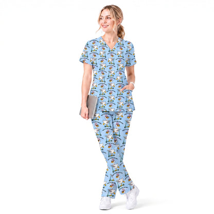 Help Is On The Way Nurse Goose Scrub Top, Funny Duck on Scooter Nursing Scrub Shirt, RN CNA LPN Veterinary Technicians Gift