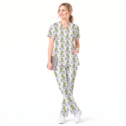 Funny Nurse Scrub Top, Off To Prevent Falls Nursing Shirt, Breathable Fabrics Nursing Uniform