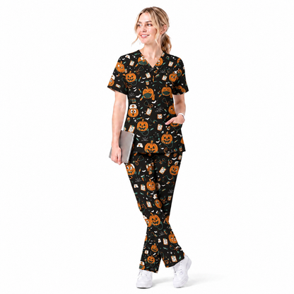 Halloween Nurse Scrub Top, Cute Holiday Scrub for Nurse, Spooky Halloween Gift for CNA RN LPN