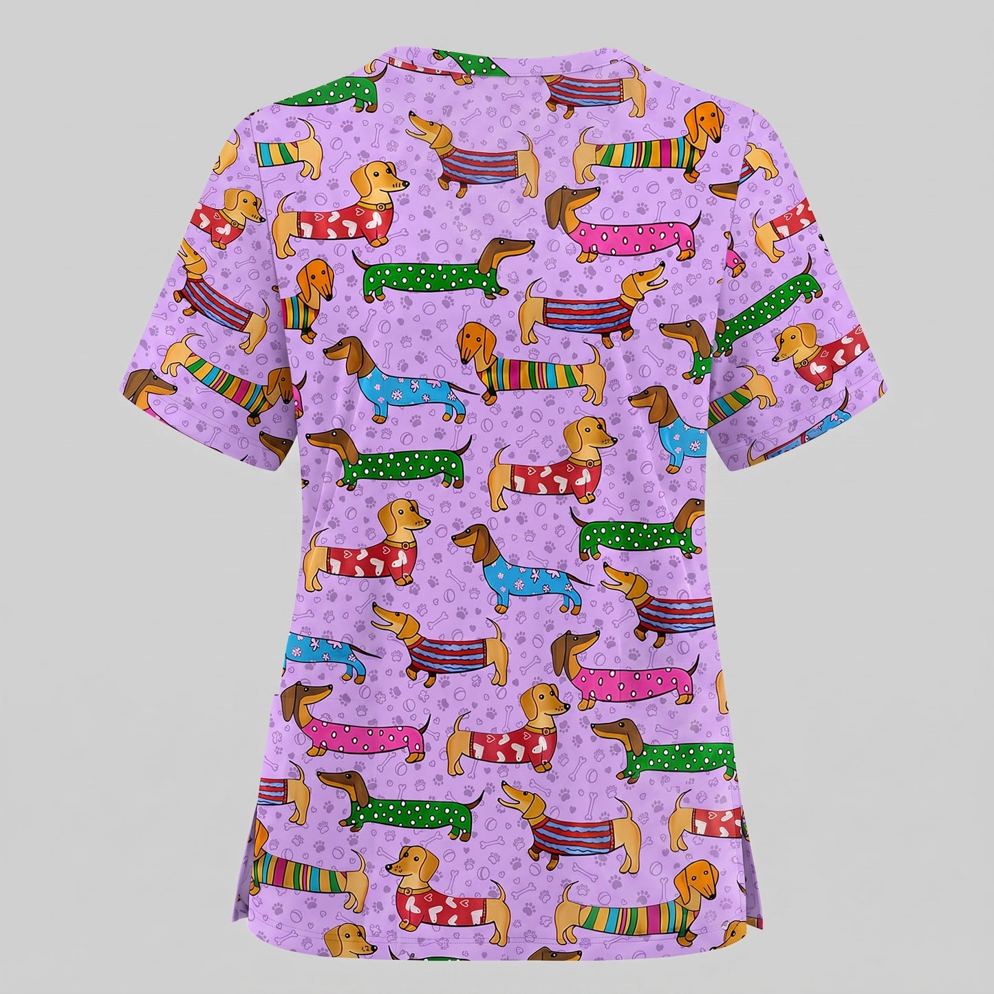 Dachshund Dog Scrub Top, Funny Wiener Dog Scrubs For Nursing, RN LPN CNA Healthcare Workers Gift