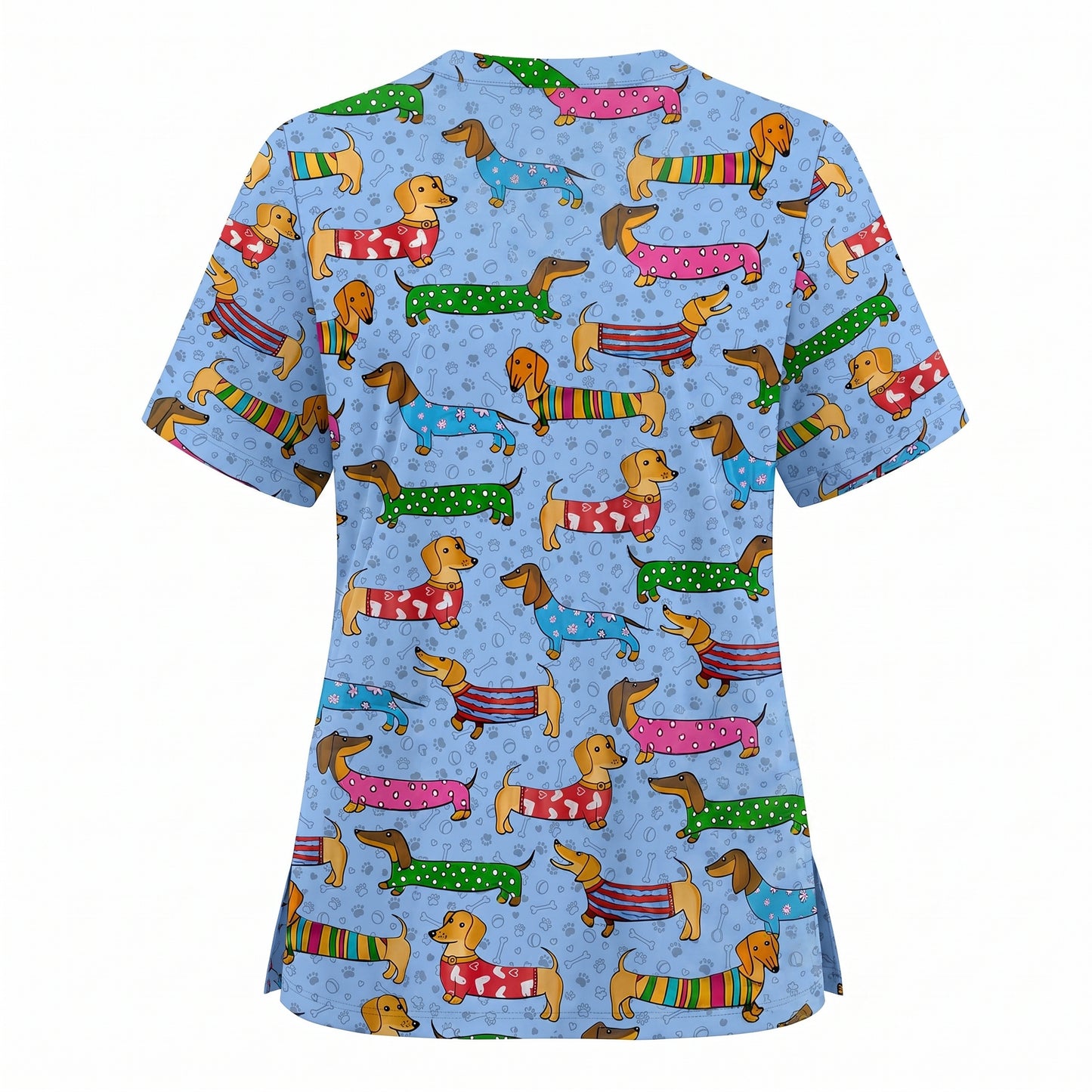Dachshund Dog Scrub Top, Funny Wiener Dog Scrubs For Nursing, RN LPN CNA Healthcare Workers Gift