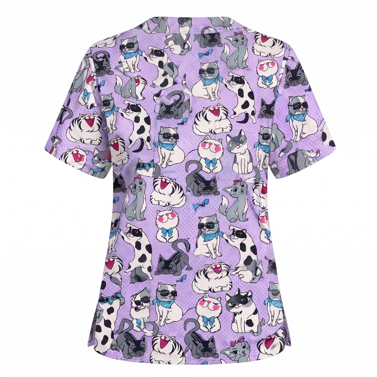 Funny Cat Scrub Top, Cute Cats Scrub Top for Women, Cute Animal Scrubs Gift for Nurse, CNA, RN, Doctor