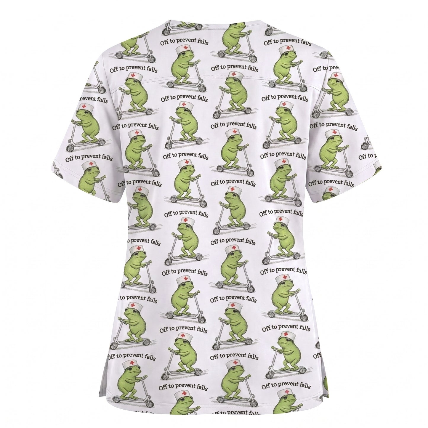 Funny Nurse Scrub Top, Off To Prevent Falls Nursing Shirt, Breathable Fabrics Nursing Uniform