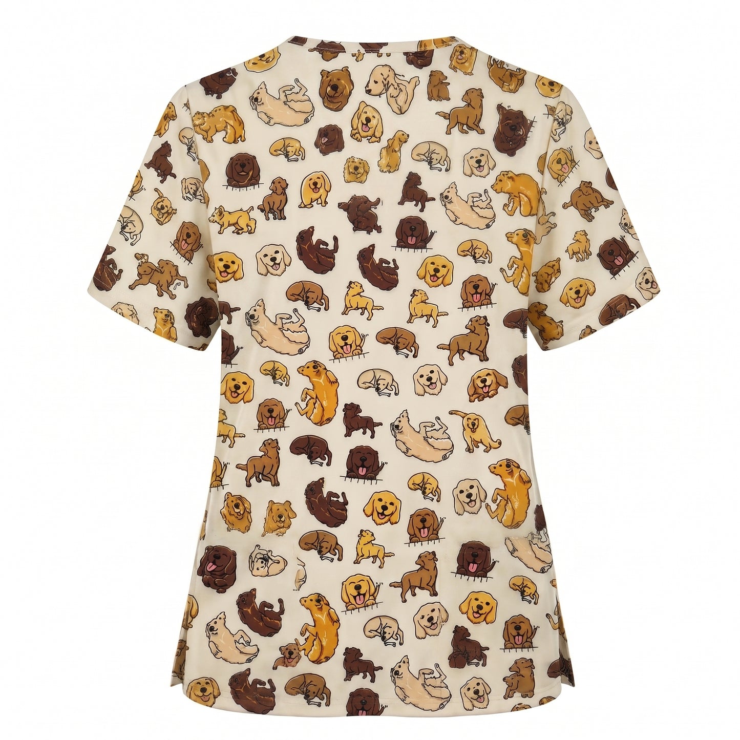 Funny Labrador Pattern Scrub Top, Lab Retriever Dog Nursing Scrub for Women, Breathable Veterinary Medical Uniform