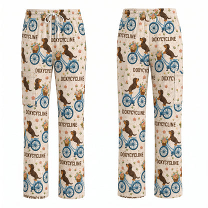 Doxycycline Pharmacy Pun Scrub Top, Dachshund on Bicycle Pharmacists Shirt, Veterinary Technicians Gift