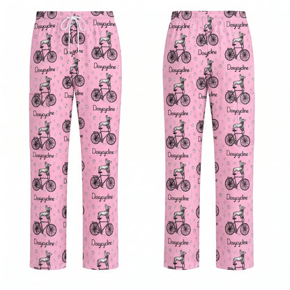 Funny Doxycycline Dog Bicycle Print Scrub Top, Comfortable Scrubs For Nurses, Dog Lover Nurse Shirt Medical Uniform RN LPN CNA Gift