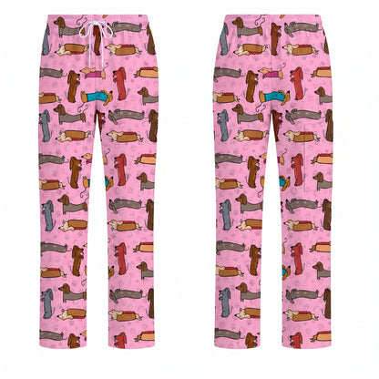 Cute Dachshund Scrub Top for Nurses, Funny Wiener Dog Print Medical Uniform Shirt, Sausage Dog Pattern Veterinary Workwear