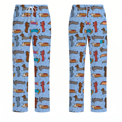 Cute Dachshund Scrub Top for Nurses, Funny Wiener Dog Print Medical Uniform Shirt, Sausage Dog Pattern Veterinary Workwear