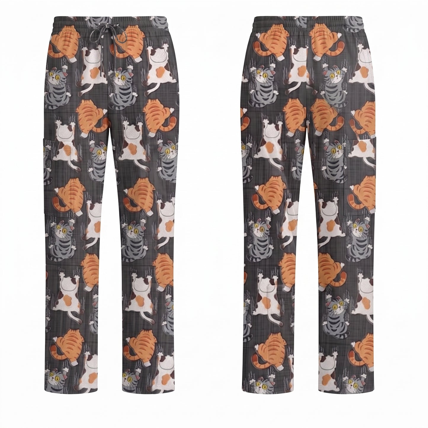 Cute Cat Pattern Nurse Scrub Top, Cats Medical Pattern Shirt, Breathable Fabrics Nursing Uniform