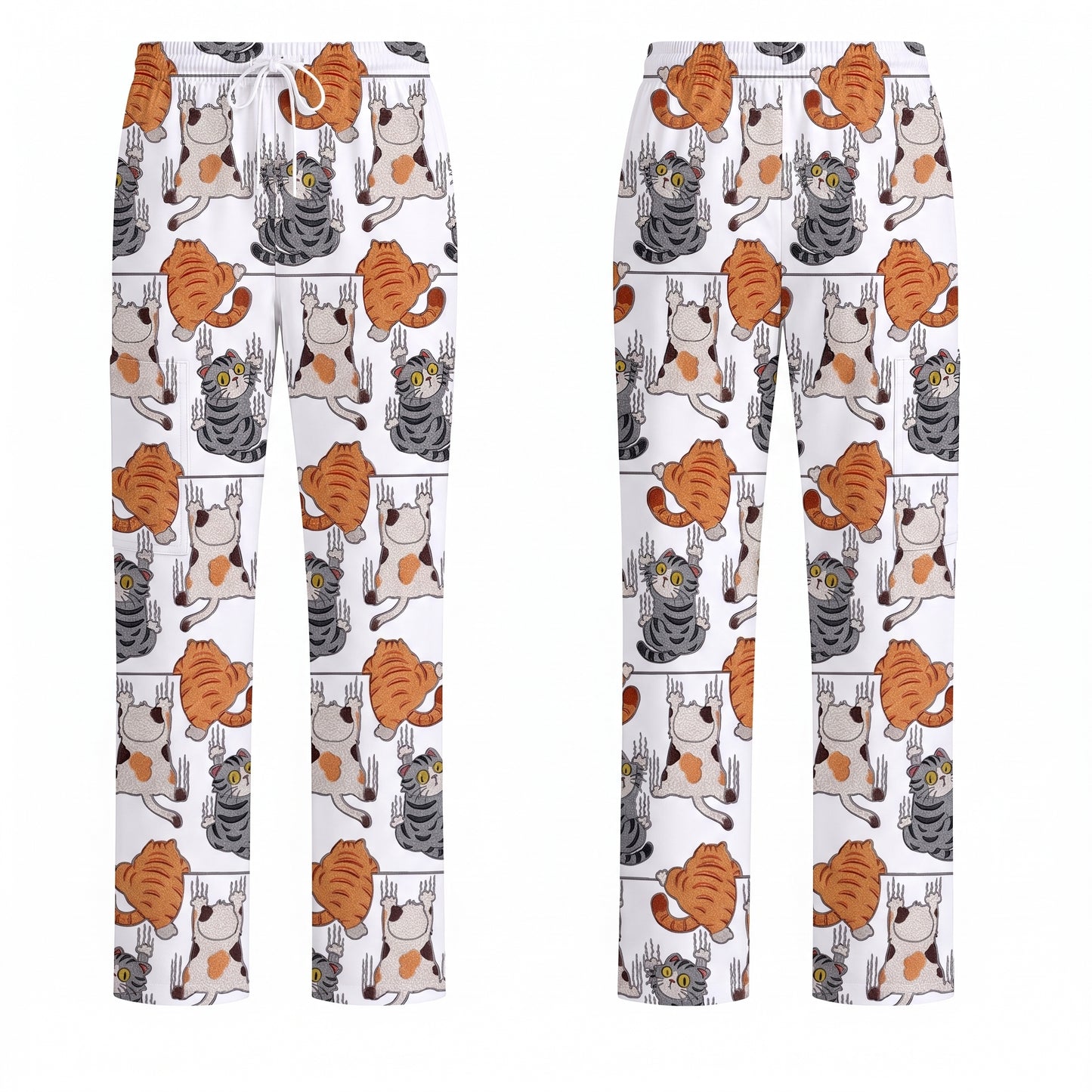 Cute Cat Pattern Nurse Scrub Top, Cats Medical Pattern Shirt, Breathable Fabrics Nursing Uniform