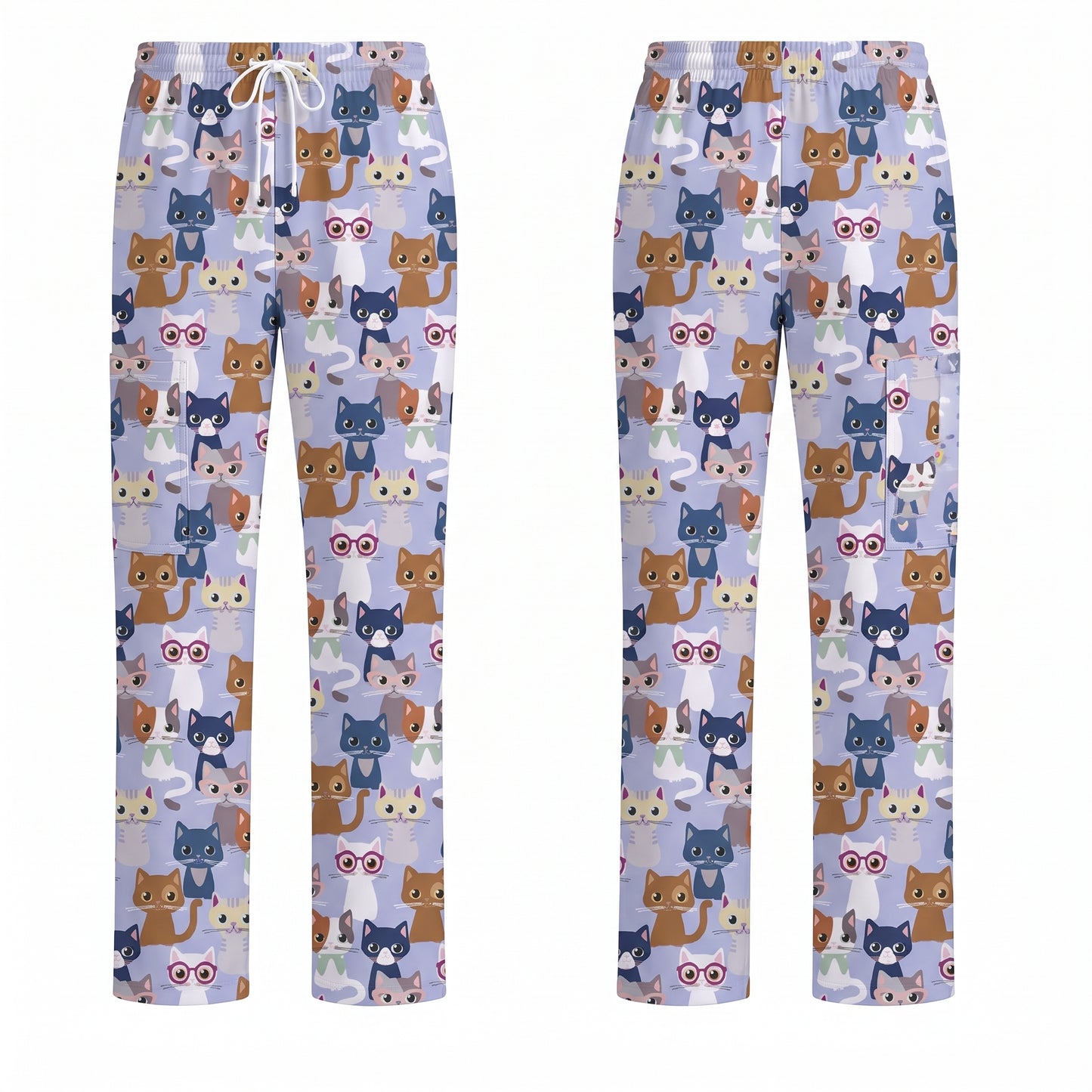 Curious Cat Scrub Top, Cute Cats Scrub Top for Women, Breathable Fabrics Nursing Uniform
