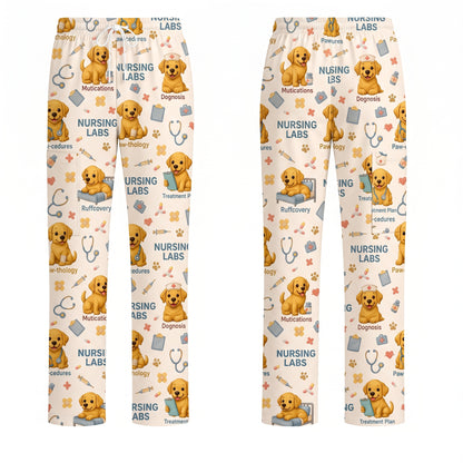 Labrador Nursing Scrub Top, Cute Dog Pattern Nurse Uniform, Comfortable Scrubs For Nurses