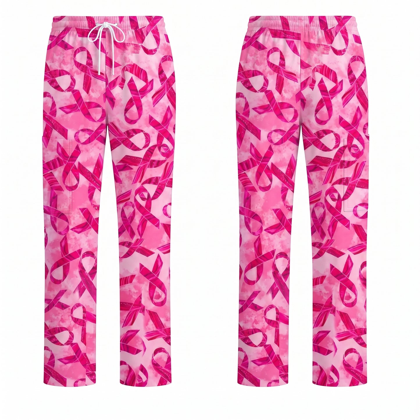 Breast Cancer Awareness Scrub Top for Women, Pink Ribbon Nursing Uniform, Support Breast Cancer Month Gift