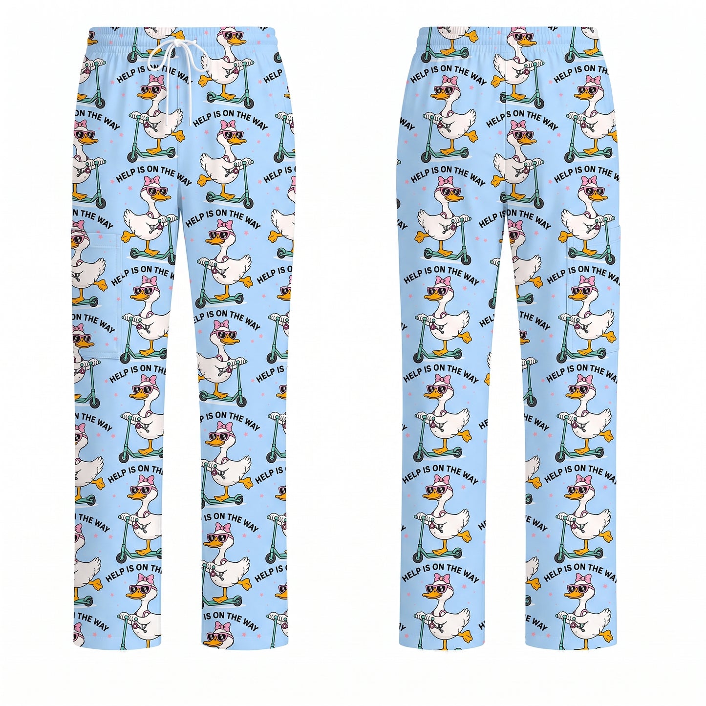 Help Is On The Way Nurse Goose Scrub Top, Funny Duck on Scooter Nursing Scrub Shirt, RN CNA LPN Veterinary Technicians Gift