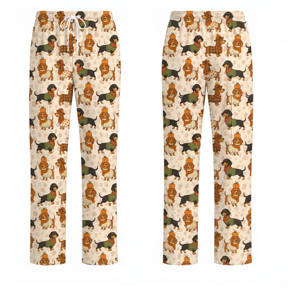 Autumn Dachshund Scrub Top, Cute Fall Wiener Dog Nursing Scrubs for Dog Lovers, Breathable Fabrics Nursing Uniform