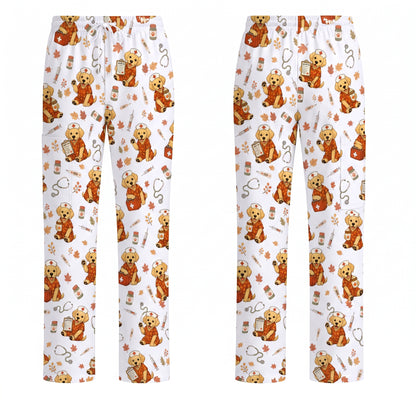 Autumn Labrador Retriever Scrub Top, Fall Dog Nursing Uniform for Veterinary Professionals, Cozy Autumn Nurse Scrubs for Dog Lovers