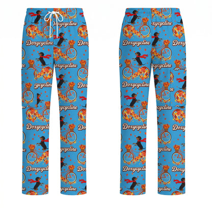 Autumn Dachshund Scrub Top, Cute Wiener Dog Fall Nursing Uniform, Breathable Veterinary Scrub Shirt