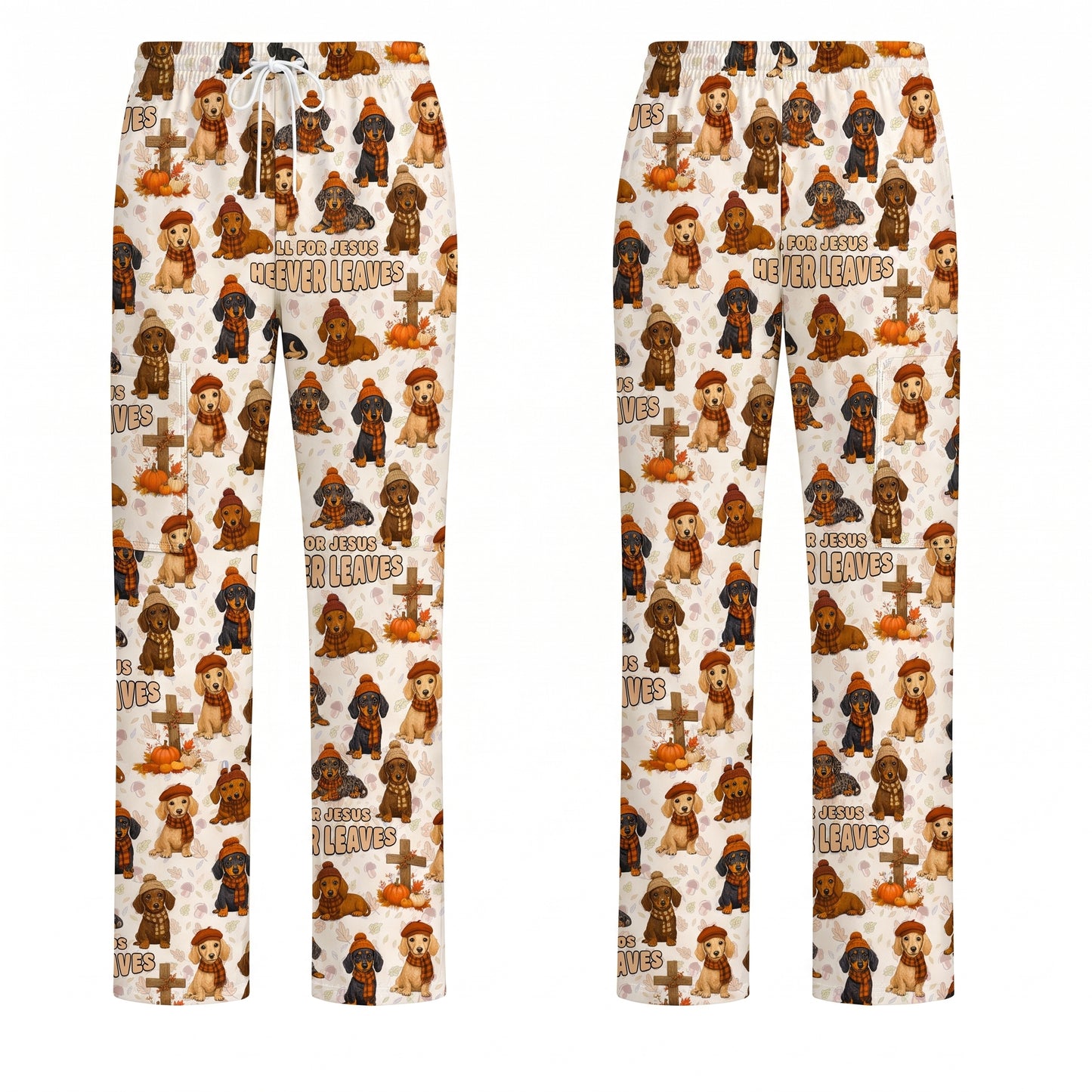 Autumn Dachshund Scrub Top, Wiener Dog Fall Nursing Uniform for Dog Lovers, Comfortable Scrubs for Nurses