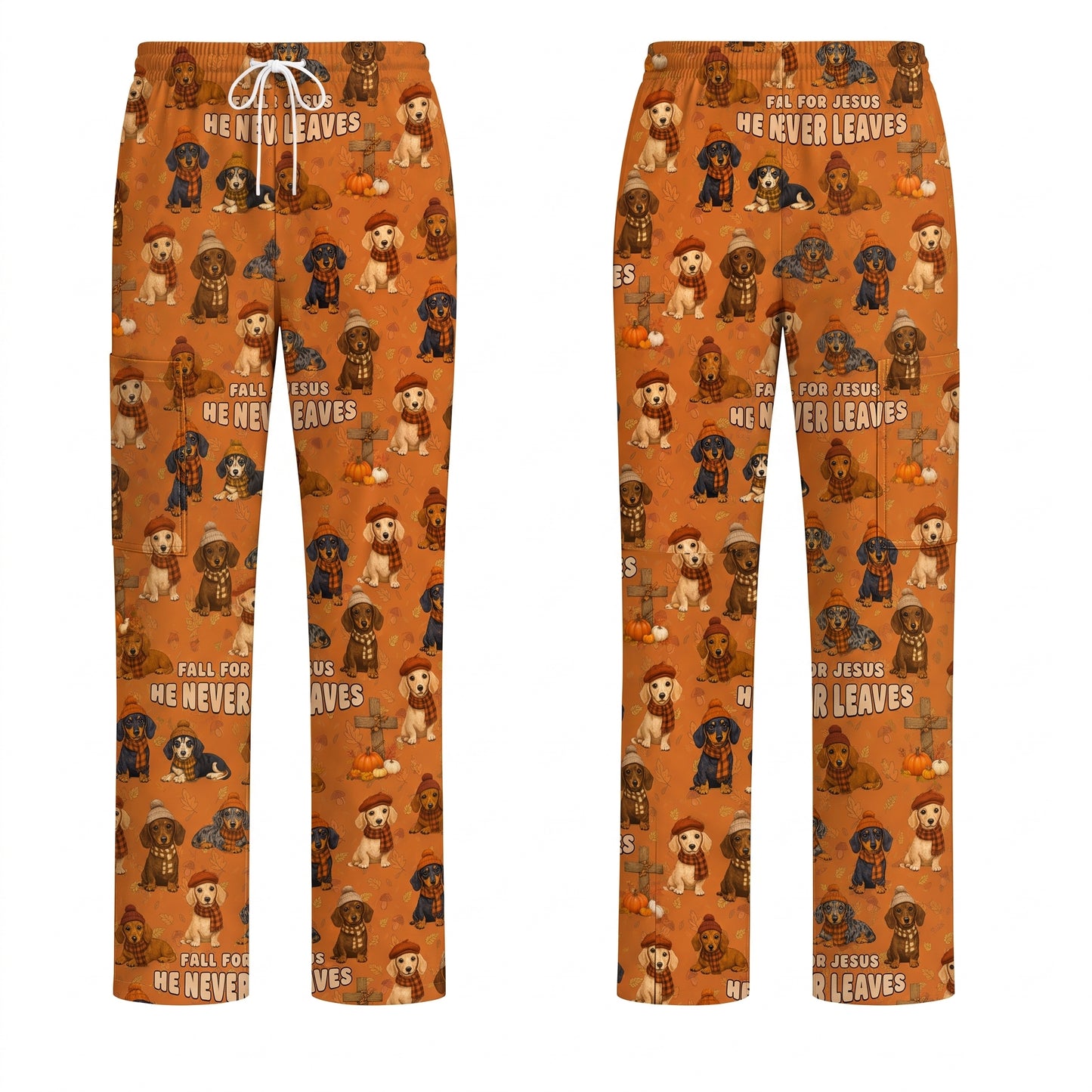 Autumn Dachshund Scrub Top, Wiener Dog Fall Nursing Uniform for Dog Lovers, Comfortable Scrubs for Nurses