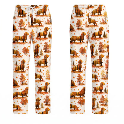 Autumn Dachshund Scrub Top, Fall Wiener Dog Nursing Uniform for Healthcare Workers, Cute Dachshund Nurse Scrubs for Dog Lovers