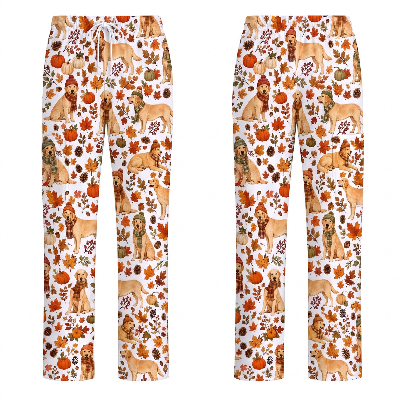 Labrador Retriever Nurse Scrub Top, Funny Autumn Lab Dog Medical Scrubs for Veterinary & Healthcare Staff, Breathable Fabrics Nursing Uniform