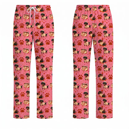 Fall Dachshund Scrub Top, Autumn Wiener Dog Nurse Uniform for Veterinary Professionals, Breathable Fabrics Nursing Scrubs for Dog Lovers