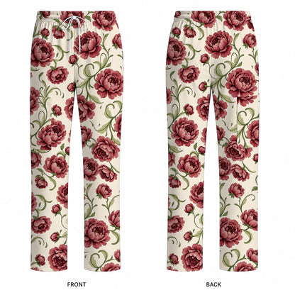Peony Floral Pattern Scrub Top, Crazy Pink Peony Nurse Scrubs, Breathable Fabrics Nursing Uniform