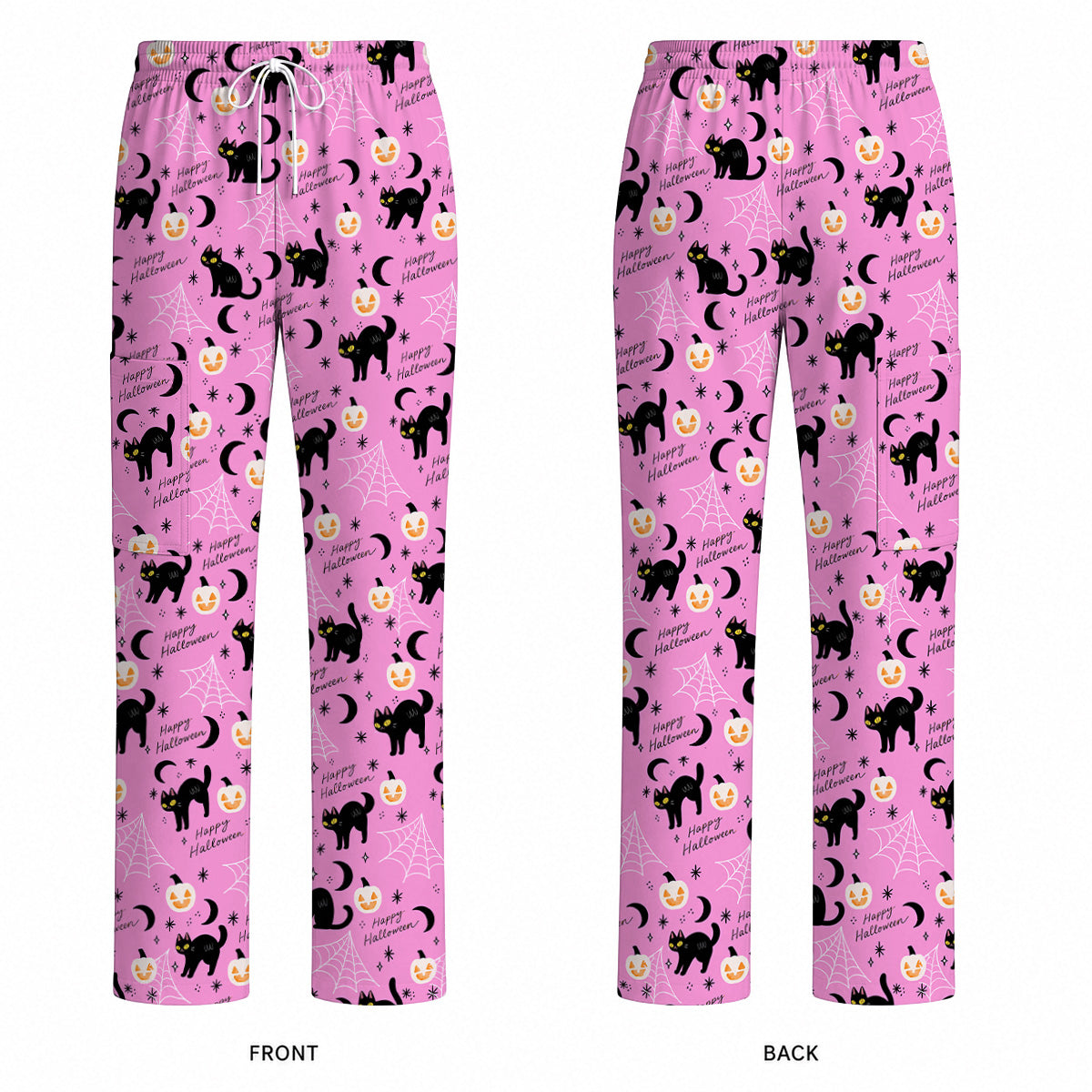 Black Cat Halloween Scrub Top, Cute Pumpkin Nurse Scrubs, Spooky Season Medical Uniform