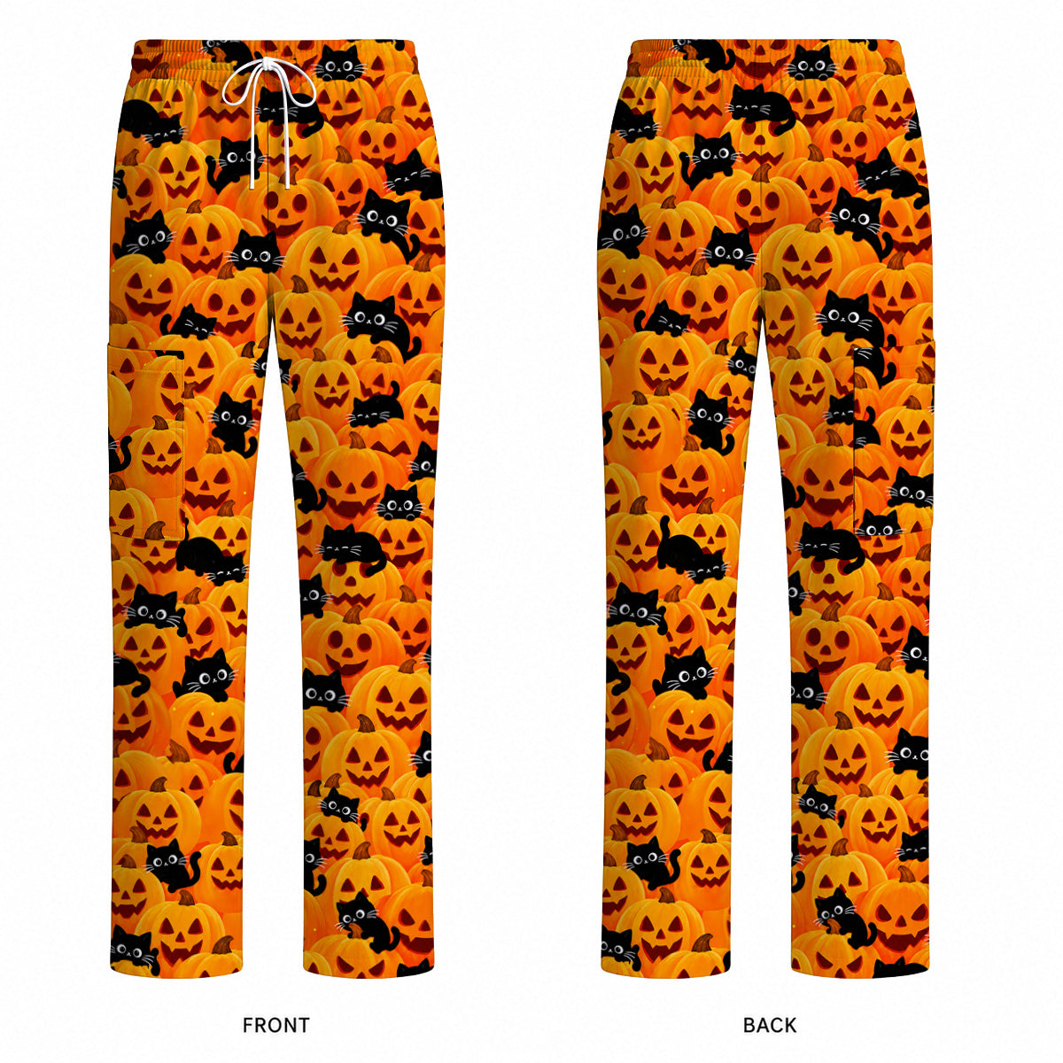 Halloween Cat Scrub Top, Pumpkin Nurse Scrubs, Spooky Season Scrub Uniform