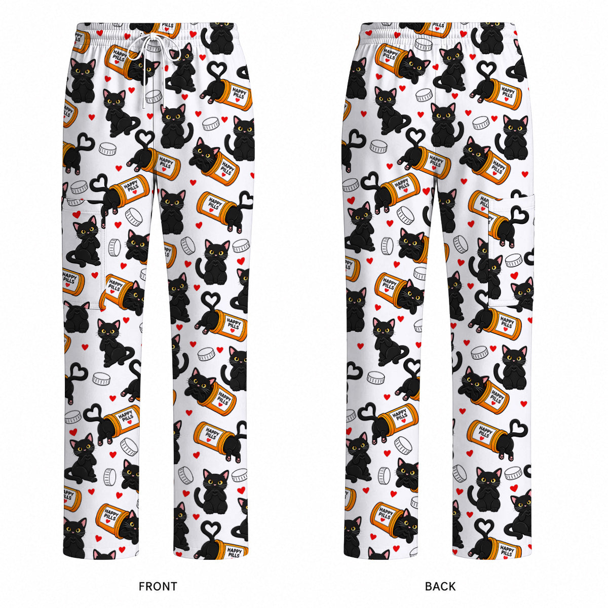 Black Cat Happy Pills Nurse Scrub Top, Funny Pharmacy Cat Scrubs for Nurses, Cute Medical Nursing Uniform Gift