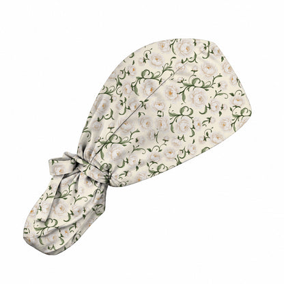 Peony Floral Pattern Scrub Caps, Crazy Pink Peony Nurse Scrubs, Breathable Fabrics Nursing Cap