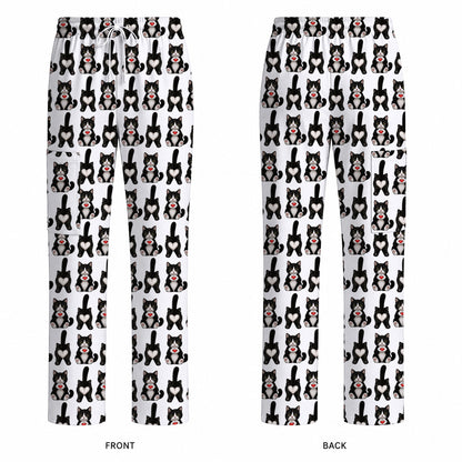 Funny Tuxedo Cat Pattern Scrub Top, Cute Cat Nurse Scrubs, Breathable Fabrics Nursing Uniform