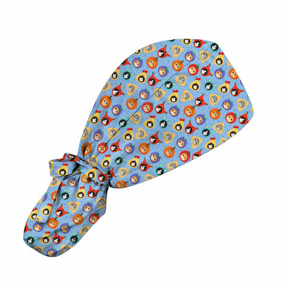 Funny Cat Pattern Scrub Cap, Cute Kitty Nursing Caps for Cat Lovers, Comfortable Medical Scrubs for Nurses