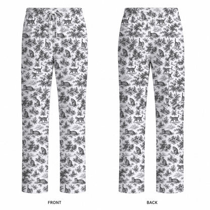 Toile de Jouy Cat Scrub Top, Crazy Cats Pattern Nursing Uniform for Cat Lovers, Vintage Feline Medical Scrubs