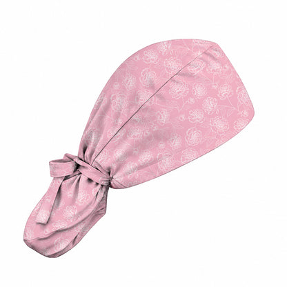 Peony Floral Pattern Scrub Caps, Pink Peony Nurse Scrubs, Floral Nursing Cap
