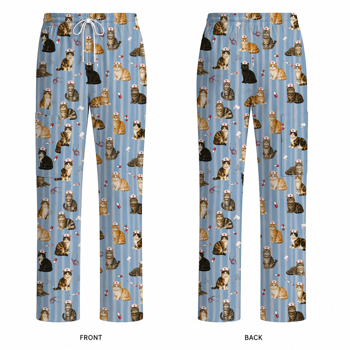 Nurse Cat Scrub Top, Cat Lover Medical Nurse Uniform for Veterinary & Healthcare Workers, Comfortable Feline Nursing Scrubs