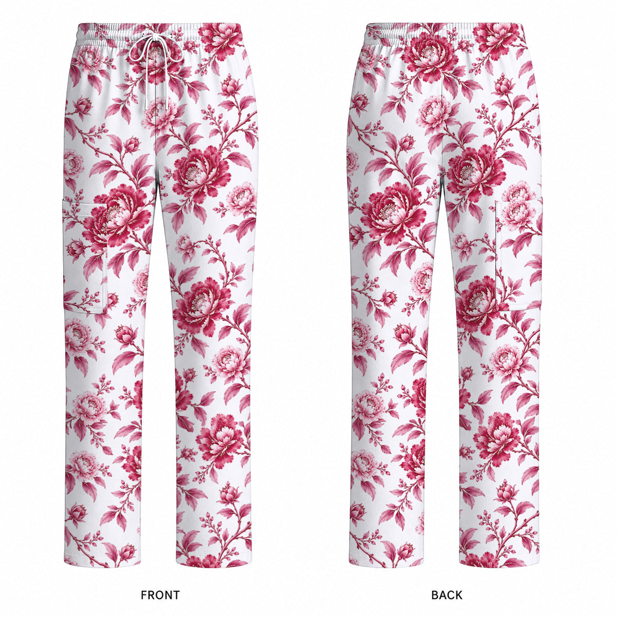 Peony Floral Scrub Top for Women, Elegant Peony Nurse Scrub Shirt, Floral Nursing Uniform For Healthcare Workers