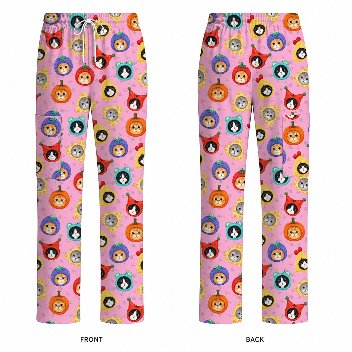 Funny Cat Pattern Scrub Top, Cute Kitty Nursing Uniform for Cat Lovers, Comfortable Medical Scrubs for Nurses