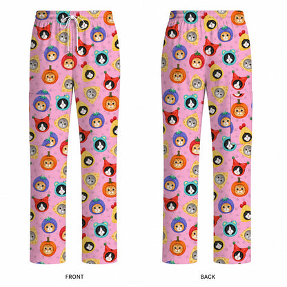 Funny Cat Pattern Scrub Top, Cute Kitty Nursing Uniform for Cat Lovers, Comfortable Medical Scrubs for Nurses