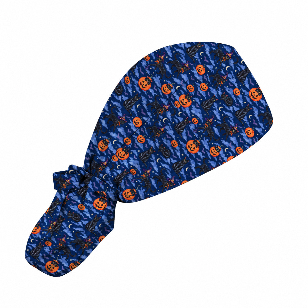 Black Cat Halloween Scrub Caps, Witchy Pumpkin Nurse Headwear, Spooky Season Healthcare Cap