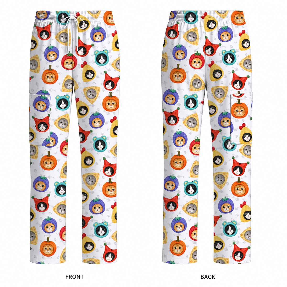 Funny Cat Pattern Scrub Top, Cute Kitty Nursing Uniform for Cat Lovers, Comfortable Medical Scrubs for Nurses