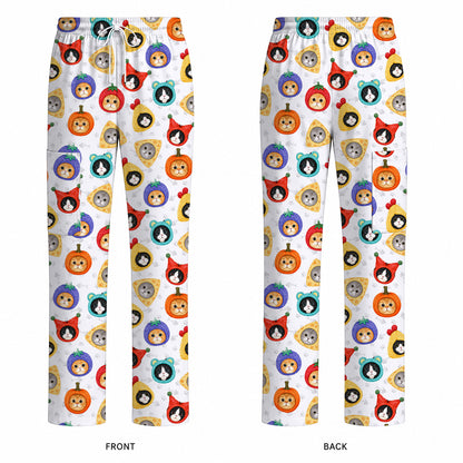 Funny Cat Pattern Scrub Top, Cute Kitty Nursing Uniform for Cat Lovers, Comfortable Medical Scrubs for Nurses