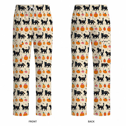 Halloween Black Cat Scrub Top, Pumpkin Cat Print Scrubs, Spooky Nurse Uniform