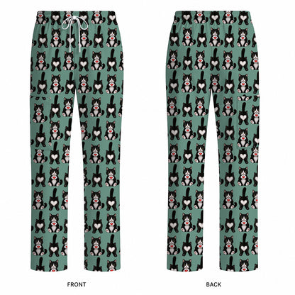 Funny Tuxedo Cat Pattern Scrub Top, Cute Cat Nurse Scrubs, Breathable Fabrics Nursing Uniform